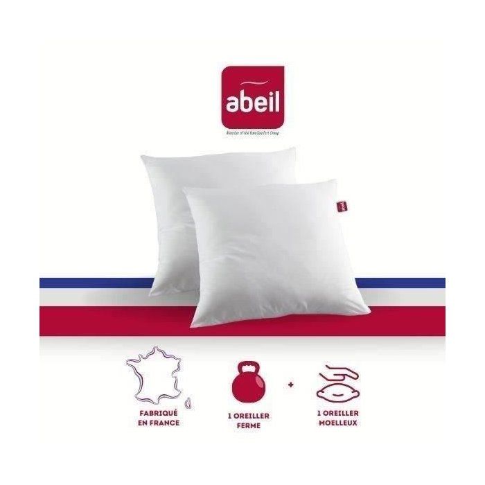 ABEIL Set of 2 pillows DOUBLE COMFORT 100% Cotton 60x60cm