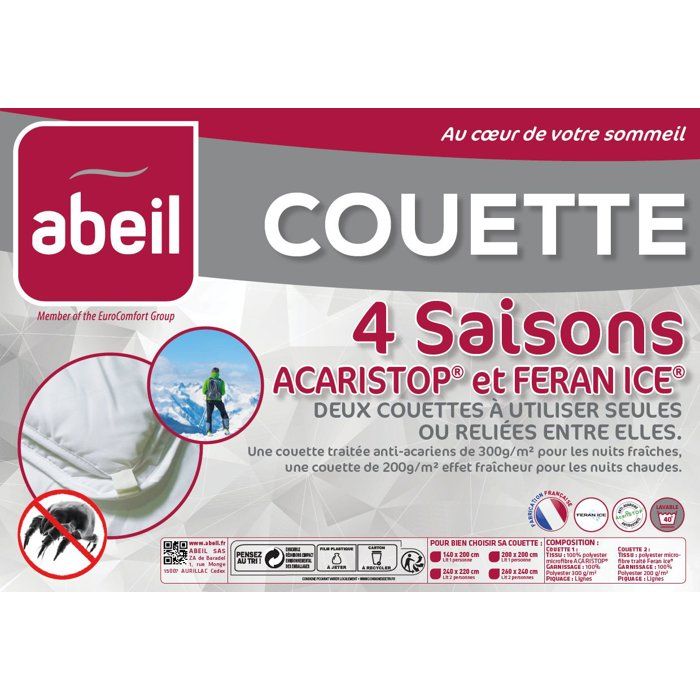 Abeil Duvet 4 anti-Acurian seasons 220x240cm