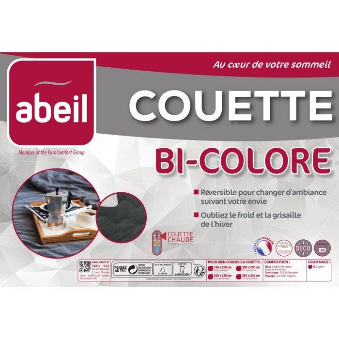 Abeil two -tone duvet - 200 x 200 cm - White and gray