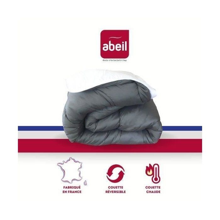 Abeil two -tone duvet - 220 x 240 cm - White and gray