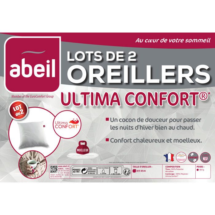 Abeil Lot of 2 Ultima Comfort pillows - 60 x 60 cm