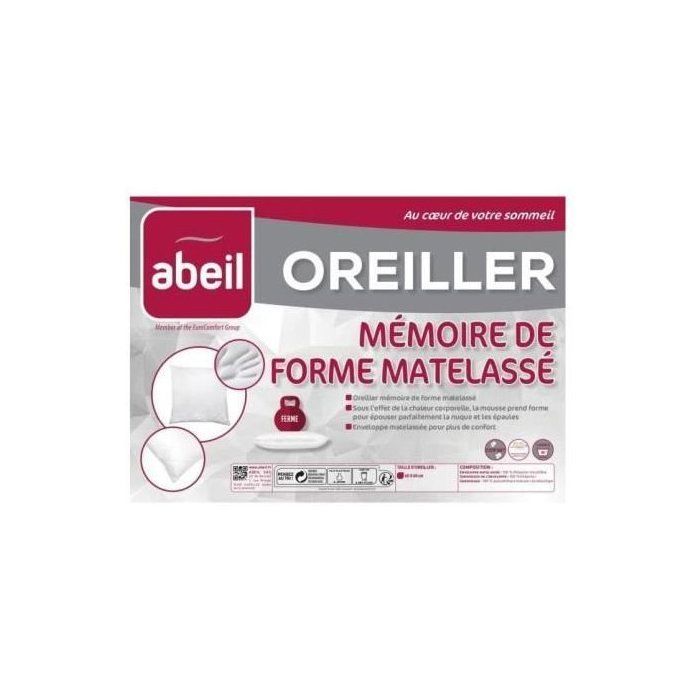 Abeil pillow with matt form mattress 60x60 cm white