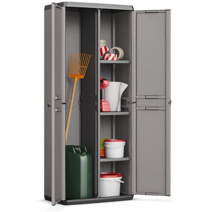 KIS Più Utility Storage Cabinet - 68 x 39 x 166 cm - Charcoal Gray and Black