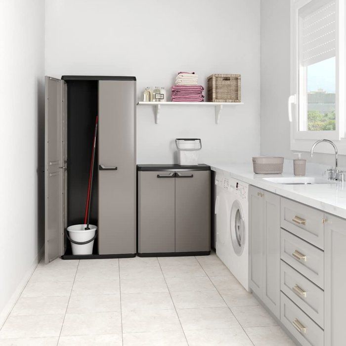 KIS Più Utility Storage Cabinet - 68 x 39 x 166 cm - Charcoal Gray and Black