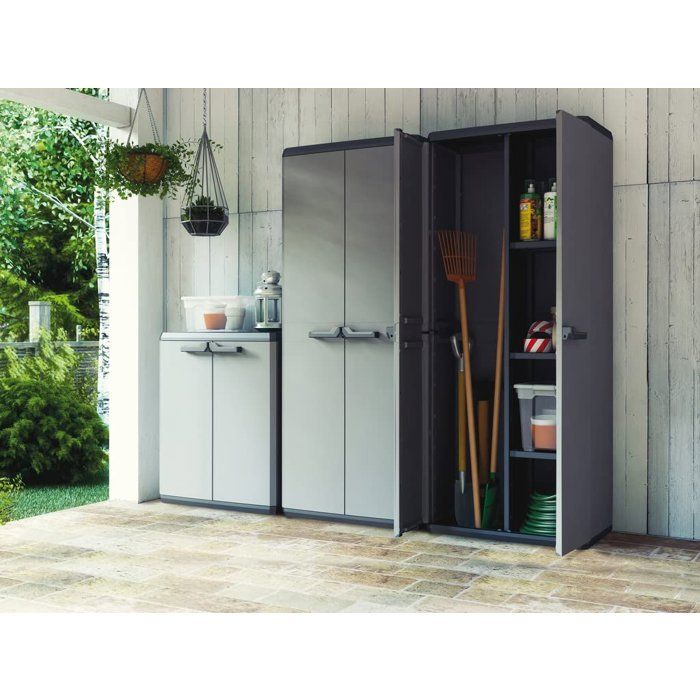 KIS Più Utility Storage Cabinet - 68 x 39 x 166 cm - Charcoal Gray and Black