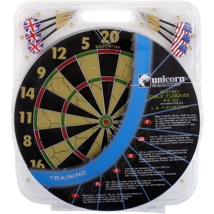 Target box - UNICORN - Flocked 43cm with 6 dart flights