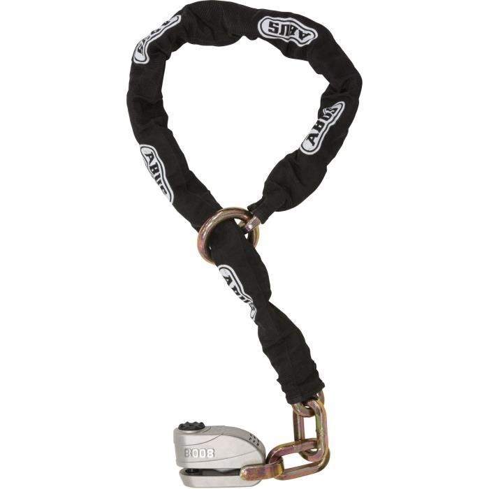 Chain lock - ABUS - 8008/12KS120 Black Loop - 12 mm chain - 16 mm bolt - 100 dB alarm - Xplus cylinder - 2 keys