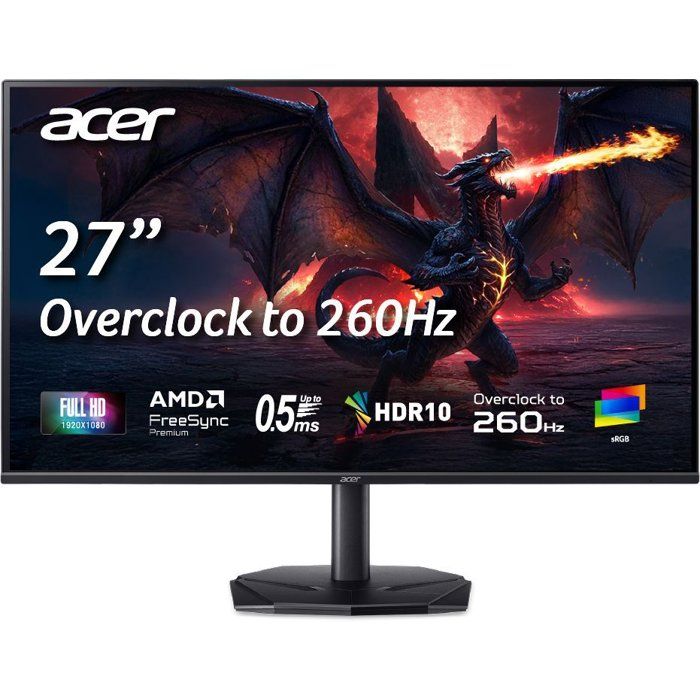 Gaming PC Monitor - ACER - 27 - FHD (1920x1080) - 260Hz - IPS - 1ms - KG270W5bmiipx