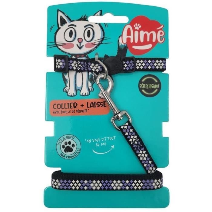 Collar & Leash Kit - AIMÉ - Reflective Purple for Cats