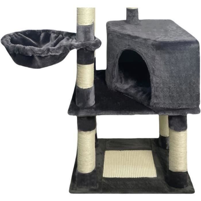 SWIFTY Cat tree - 55 x 40 x 138 cm - Dark grey - 3 platforms, 1 perch, 1 niche, scratching posts
