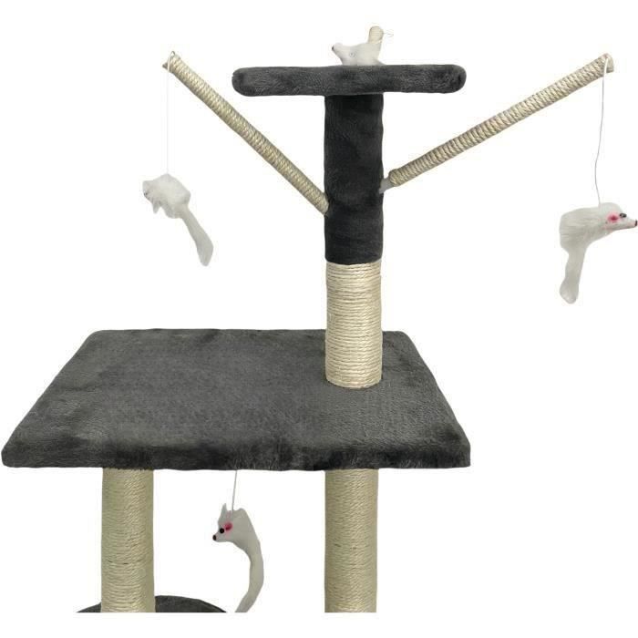 JIPSY Dark Grey Cat Tree 79 x 34 x 138 cm - 3 Platforms, 1 Perch, 1 Niche, 1 Staircase, Scratching Posts