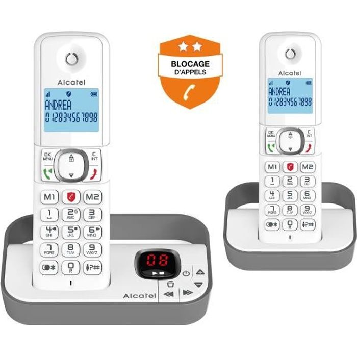 Cordless landline telephone - ALCATEL - F860 voice duo gray - Blocking unwanted calls