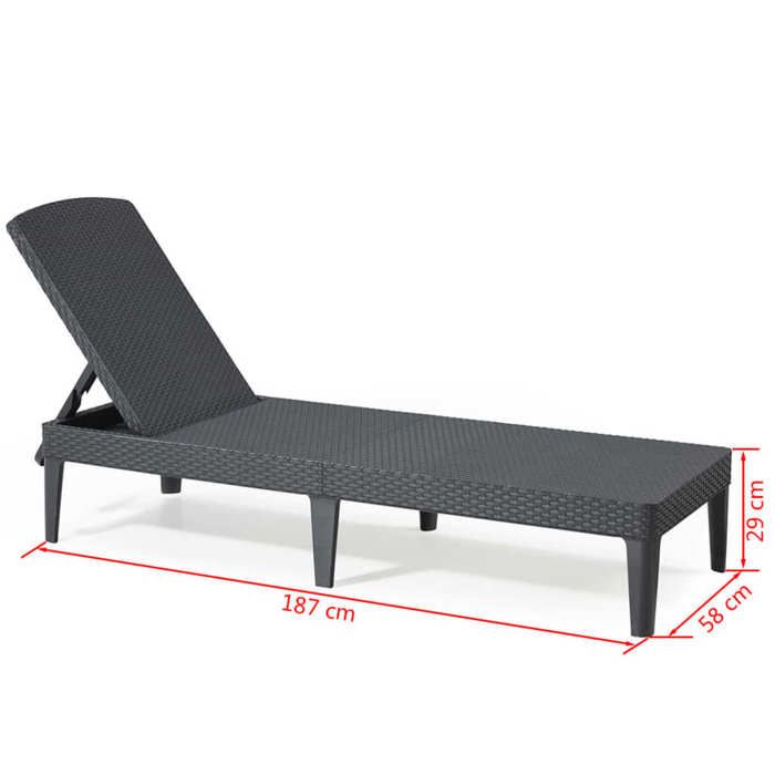 ALLIBERT JAIPUR sunlounger - 4 positions - Woven resin imitation - Graphite