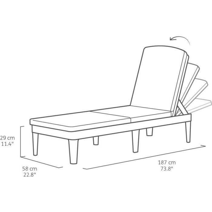 ALLIBERT JAIPUR sunlounger - 4 positions - Woven resin imitation - Graphite