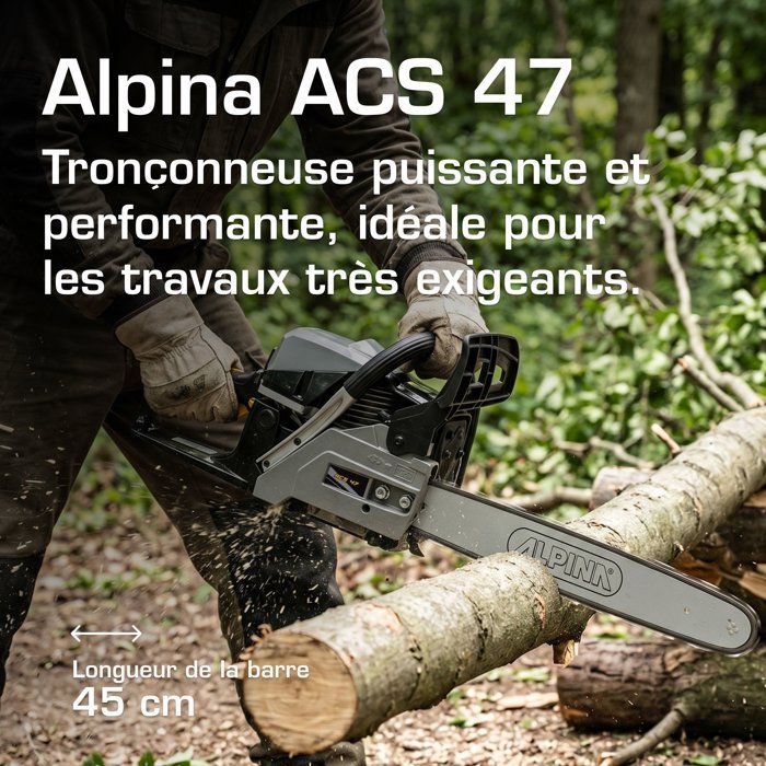 Gas-Powered Chain Saw - ALPINA - ACS 47 - 1800 W - 45 cm/18 Guide Bar - Black