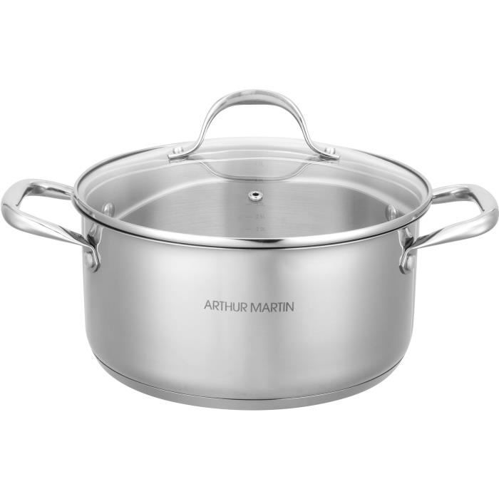 AM2513 Arthur Martin Stockpot 28 cm with lid  Stainless Steel  All heat sources including induction