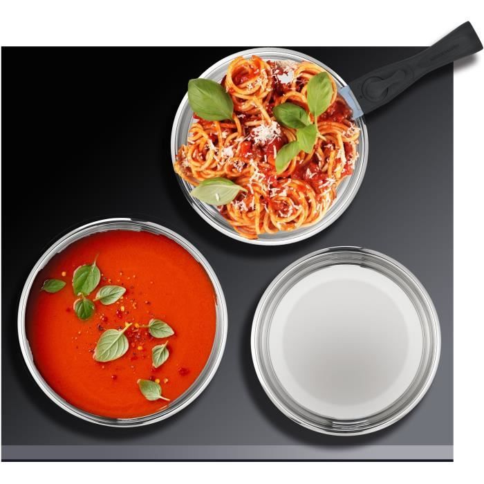 ARTHUR MARTIN AM5538 - 8-piece stainless steel cookware set: 3 pans, 3 saucepans, 2 handles - All hobs including induction