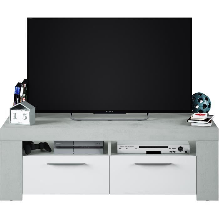 AMBIT 2 Door TV Stand - Contemporary Style - Gray and White - L 120 cm