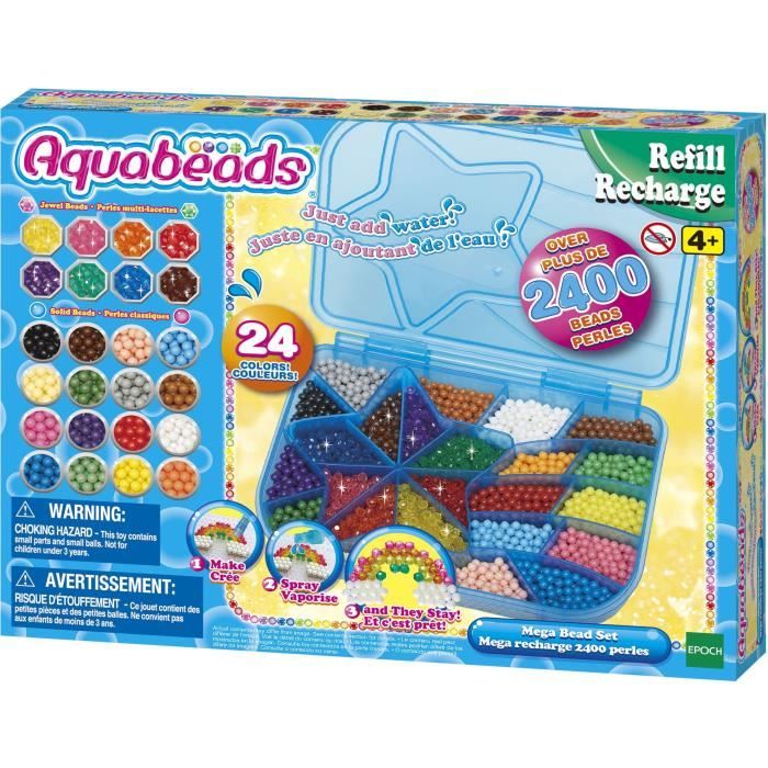 La mega recharge 2400 pearls - aquabeads - 31502 - 24 colors