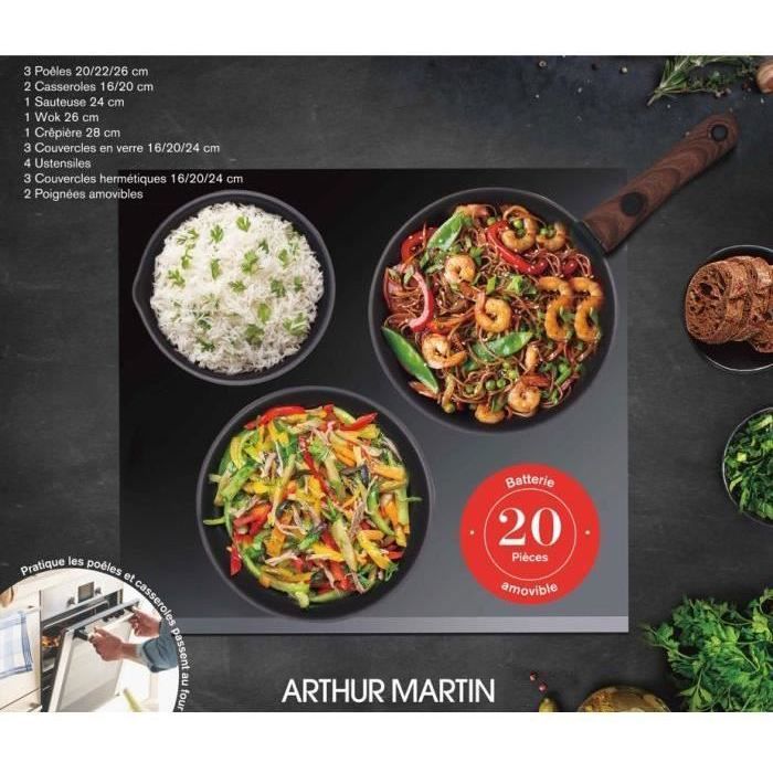 Cookware - All heat sources including induction - Arthur Martin - AM0530 - Aluminum - Non-stick - 20 pieces - Removable handle