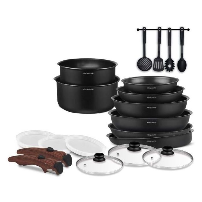Cookware - All heat sources including induction - Arthur Martin - AM0530 - Aluminum - Non-stick - 20 pieces - Removable handle
