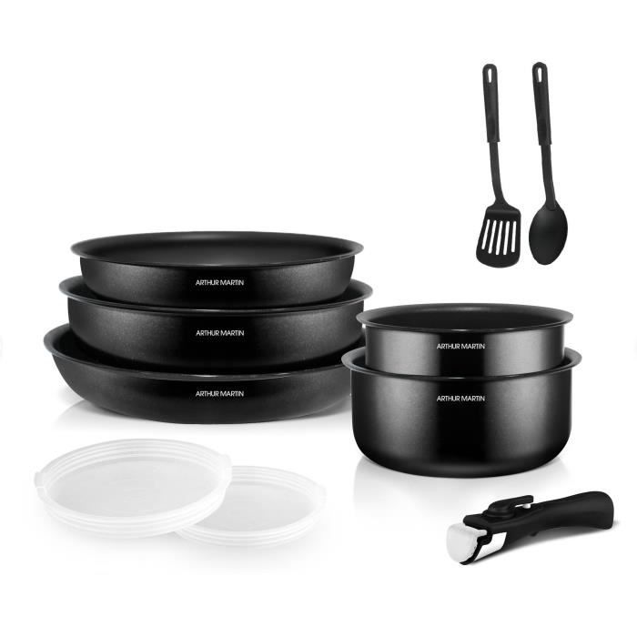 Cooking battery 10 rooms Arthur Martin - Aluminum - All lights except induction - Black