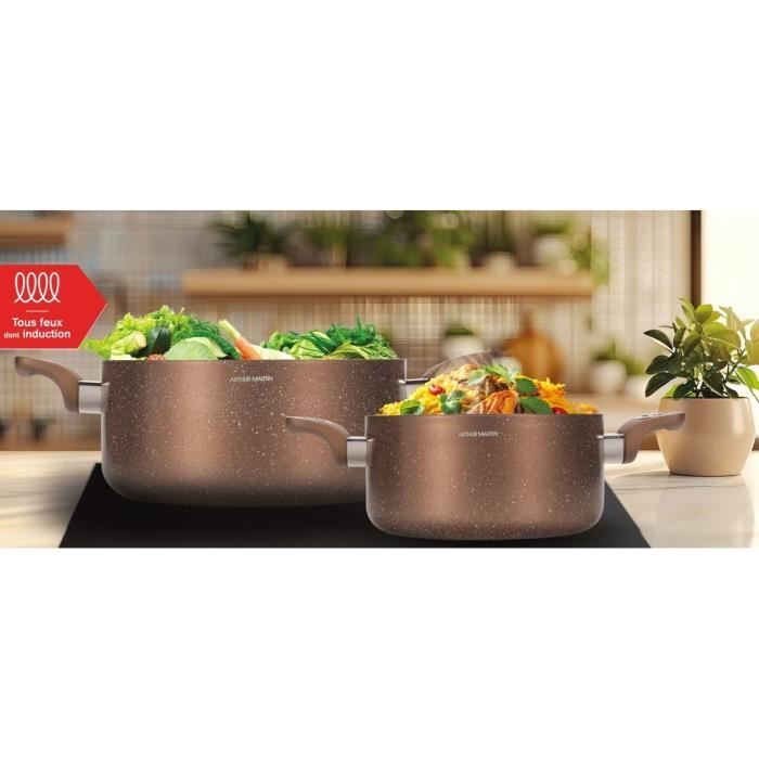 Set of pots - ARTHUR MARTIN - AM9820 - 20-24 cm with glass lid - Aluminum - All heat sources including induction