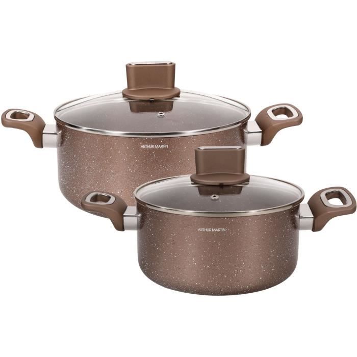 Set of pots - ARTHUR MARTIN - AM9820 - 20-24 cm with glass lid - Aluminum - All heat sources including induction