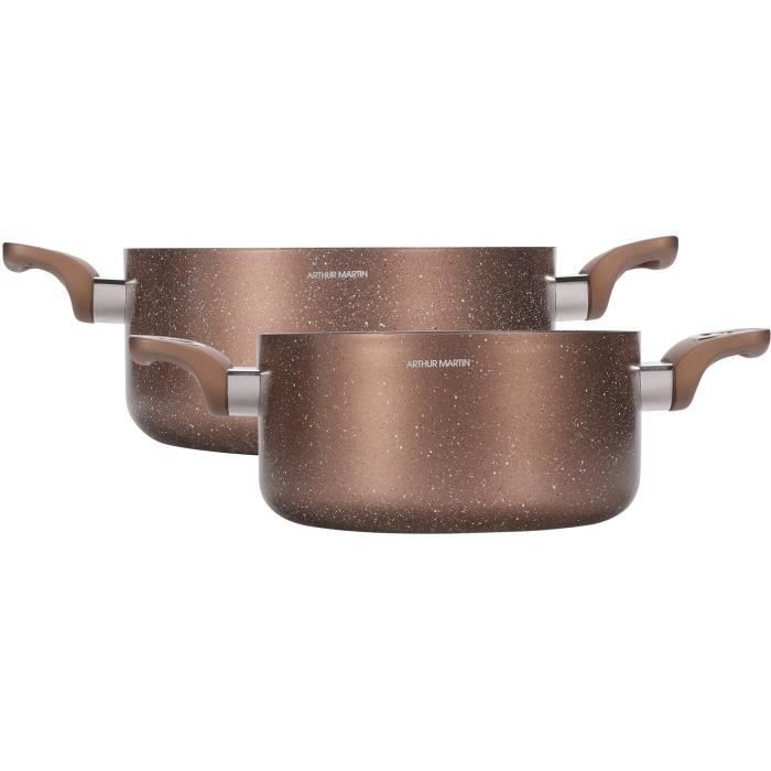 Set of pots - ARTHUR MARTIN - AM9820 - 20-24 cm with glass lid - Aluminum - All heat sources including induction