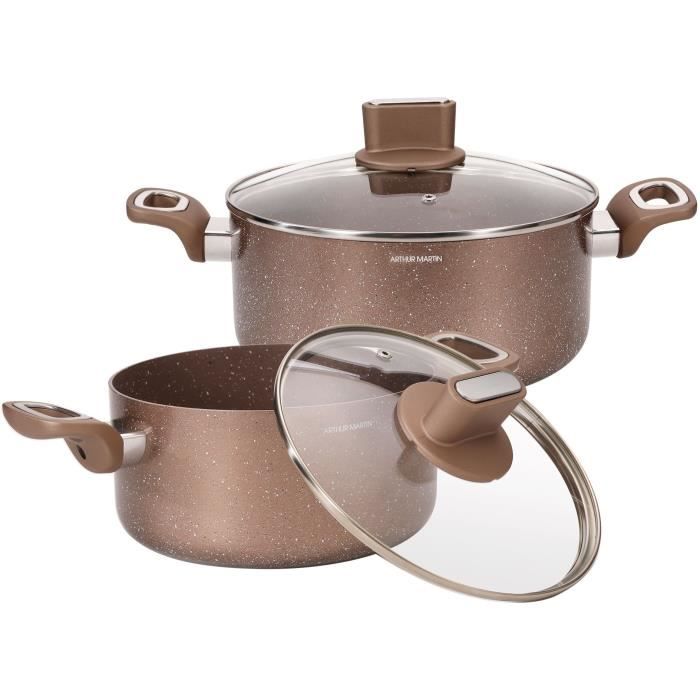 Set of pots - ARTHUR MARTIN - AM9820 - 20-24 cm with glass lid - Aluminum - All heat sources including induction