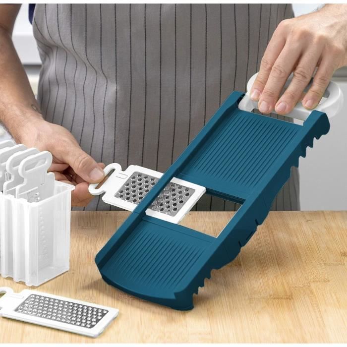 Foldable mandolin - ARTHUR MARTIN - AMM530 - 6 in 1 - 3 grater blades and 3 vegetable cutting blades - Stainless steel