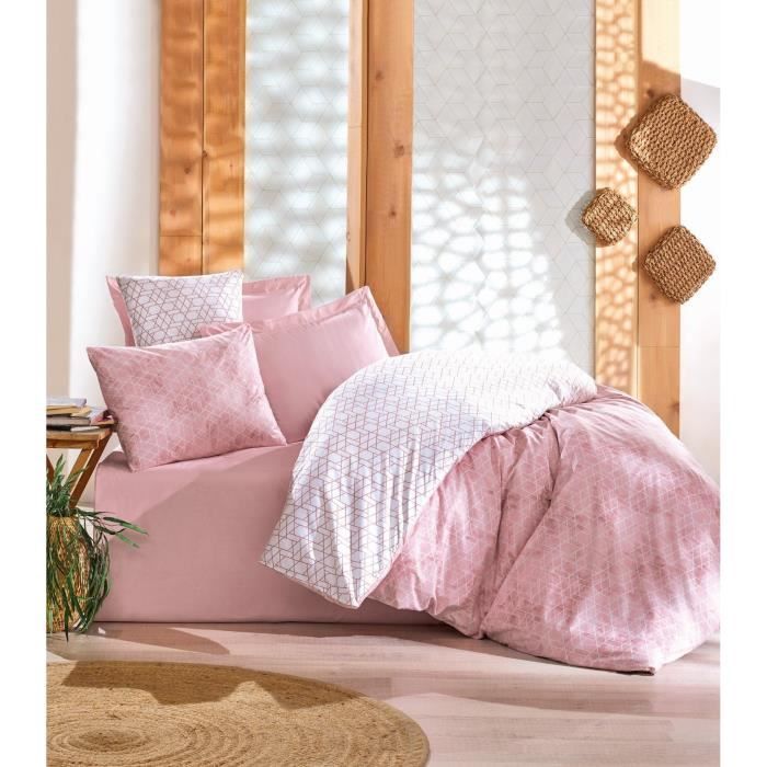 Bedding set - 1 duvet cover 220 x 240 cm + 2 pillowcases 60 x 60 cm - 100% cotton - Pink