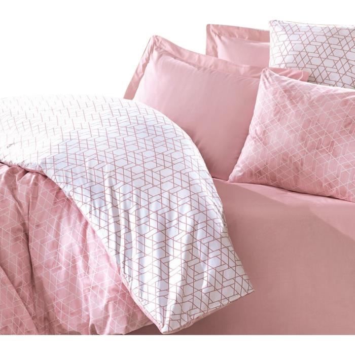 Bedding set - 1 duvet cover 220 x 240 cm + 2 pillowcases 60 x 60 cm - 100% cotton - Pink
