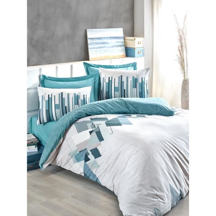 Bedding set - 1 duvet cover 220 x 240 cm + 2 pillowcases 60 x 60 cm - 100% cotton - Green