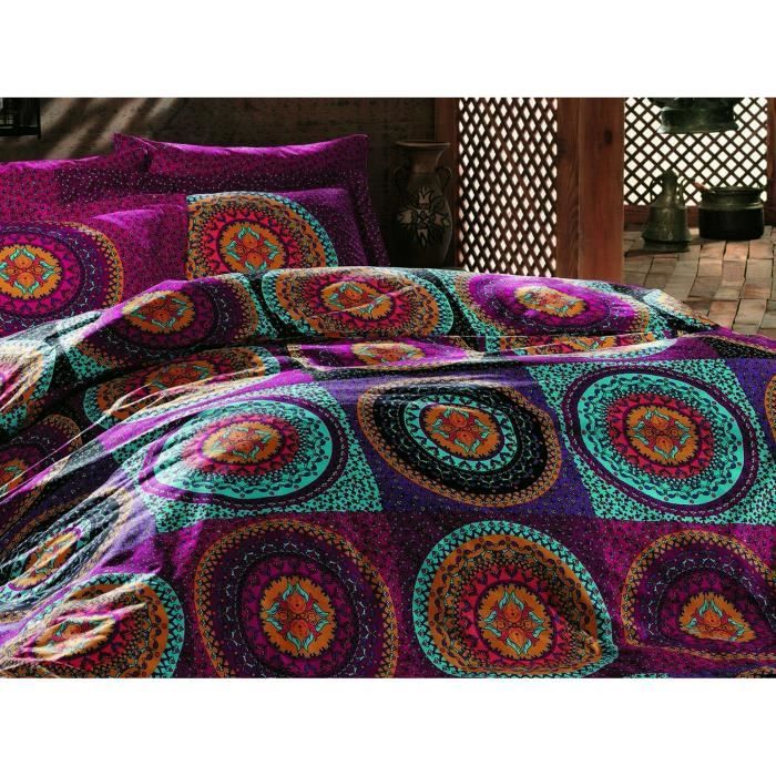 Bedding set - 1 duvet cover 220 x 240 cm + 2 pillowcases 60 x 60 cm - 100% cotton - Fuchsia