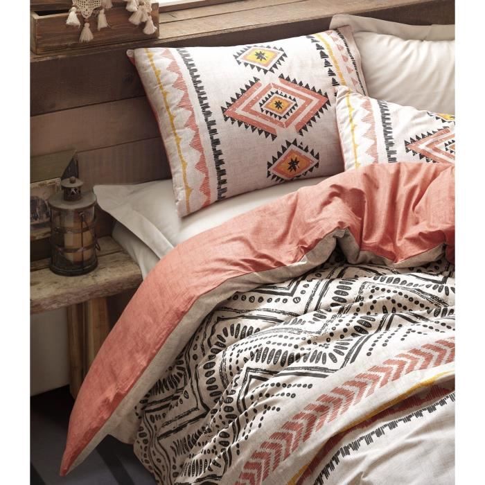 Bedding set - 1 duvet cover 220 x 240 cm + 2 pillowcases 60 x 60 cm - 100% cotton - Red