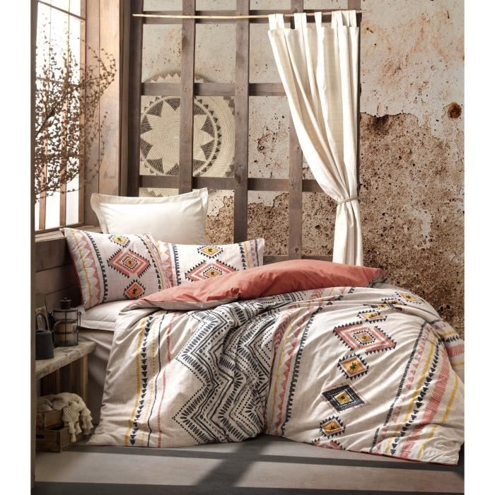 Bedding set - 1 duvet cover 220 x 240 cm + 2 pillowcases 60 x 60 cm - 100% cotton - Red