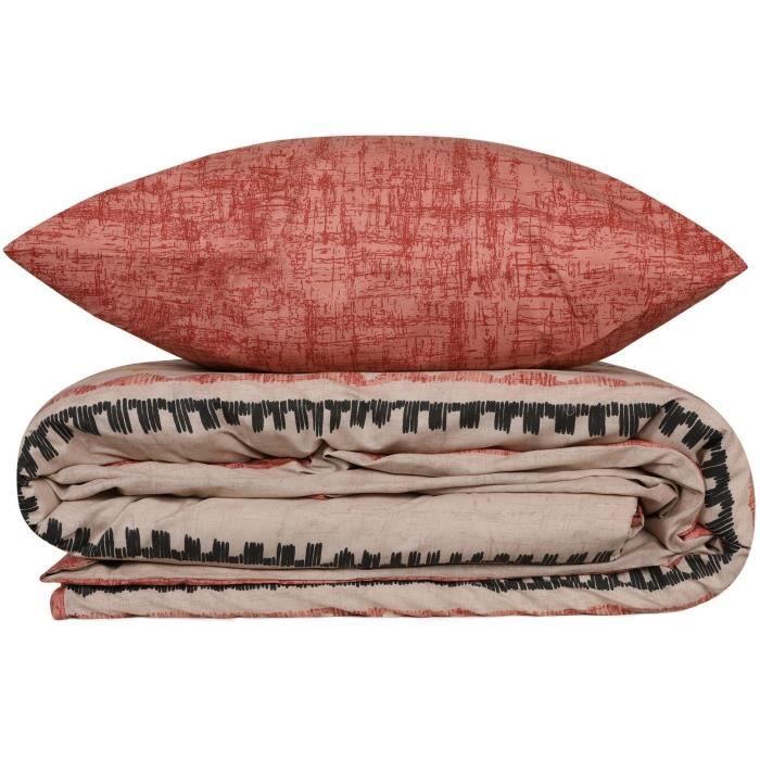 Bedding set - 1 duvet cover 220 x 240 cm + 2 pillowcases 60 x 60 cm - 100% cotton - Red