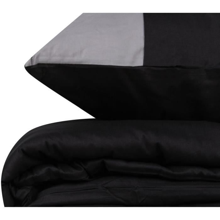 Bedding set - 1 duvet cover 220 x 240 cm + 2 pillowcases 60 x 60 cm - 100% cotton - Black