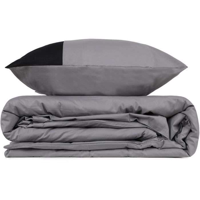 Bedding set - 1 duvet cover 220 x 240 cm + 2 pillowcases 60 x 60 cm - 100% cotton - Grey