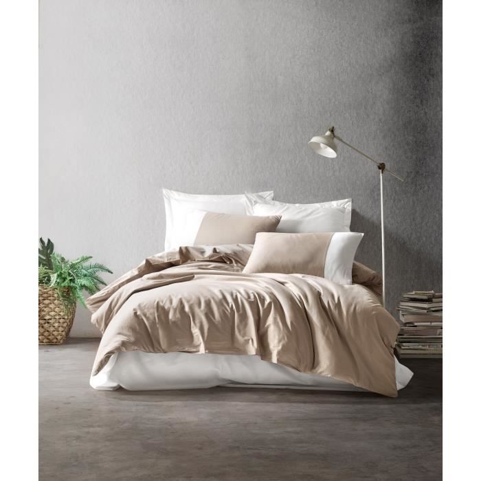 Bedding set - 1 duvet cover 220 x 240 cm + 2 pillowcases 60 x 60 cm - 100% cotton - Mink