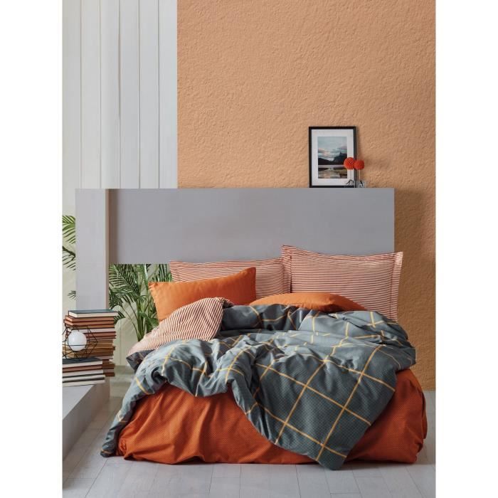 Bedding set - 1 duvet cover 220 x 240 cm + 2 pillowcases 60 x 60 cm - 100% cotton - Cinnamon