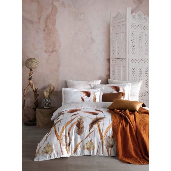Bedding set - 1 duvet cover 220 x 240 cm + 2 pillowcases 60 x 60 cm - 100% cotton satin - White