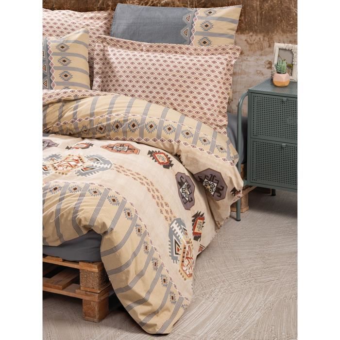 Bedding set - 1 duvet cover 220 x 240 cm + 2 pillowcases 60 x 60 cm - 100% cotton - Beige