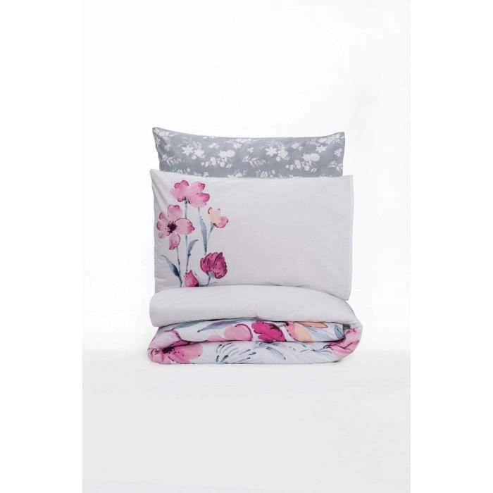 Bedding set - 1 duvet cover 220 x 240 cm + 2 pillowcases 60 x 60 cm - 100% cotton - Grey