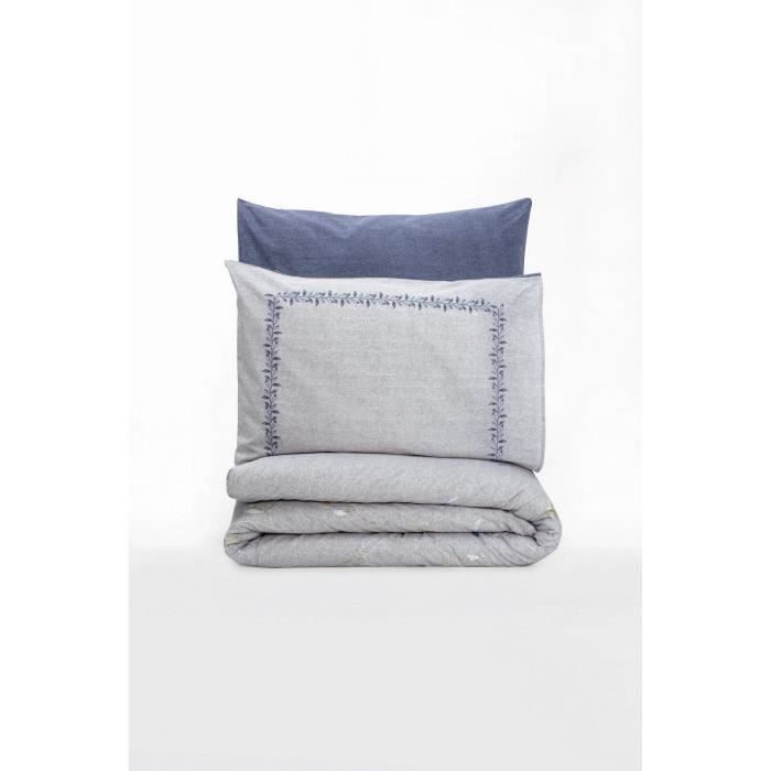 Bedding set - 1 duvet cover 220 x 240 cm + 2 pillowcases 60 x 60 cm - 100% cotton - Blue