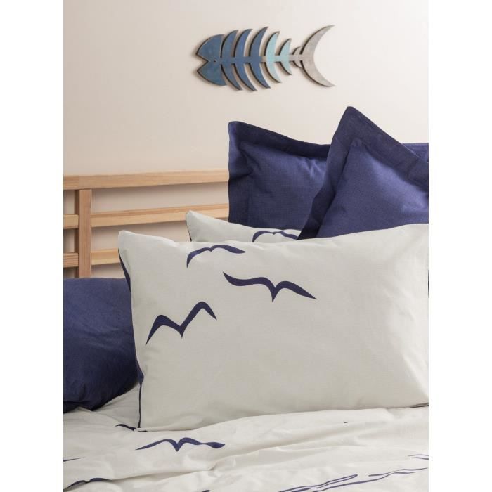 Bedding set - 1 duvet cover 220 x 240 cm + 2 pillowcases 60 x 60 cm - 100% cotton - Blue