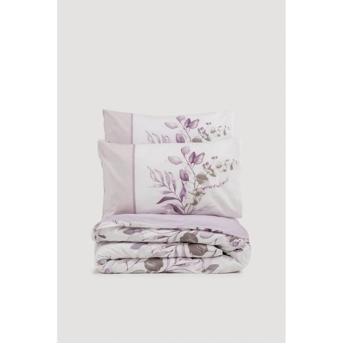 Bedding set - 1 duvet cover 220 x 240 cm + 2 pillowcases 60 x 60 cm - 100% cotton - Lilac
