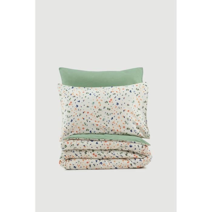 Bedding set - 1 duvet cover 220 x 240 cm + 2 pillowcases 60 x 60 cm - 100% cotton - Green
