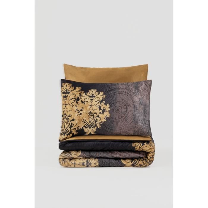 Bedding set - 1 duvet cover 220 x 240 cm + 2 pillowcases 60 x 60 cm - 100% cotton satin - Anthracite